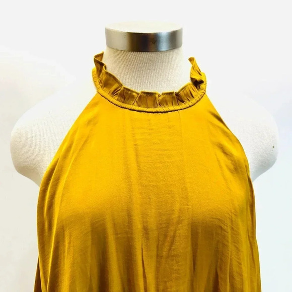 NWT NINE WEST Women Sleeveless Pullover High Neck Pleaded Yellow Shirt Size XXL - Picture 2 of 13